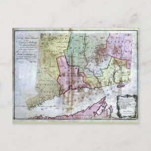 Cartão Postal Mapa antigo de Connecticut 1766