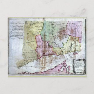 Cartão Postal Mapa antigo de Connecticut 1766