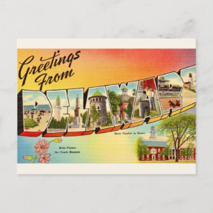 Cartão Postal Mapa Antigo de Delaware 