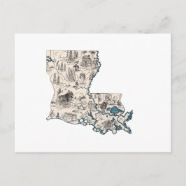 Cartão Postal Mapa Antigo de Fotos Antigas da Louisiana Carta do