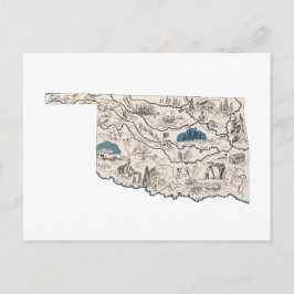 Cartão Postal Mapa Antigo de Fotos Antigas de Oklahoma Mapa do E