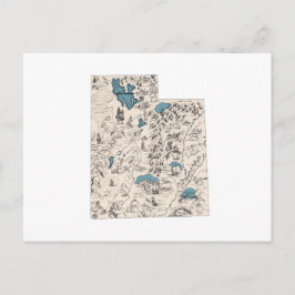 Cartão Postal Mapa Antigo de Fotos Antigas de Utah Carta de Utah