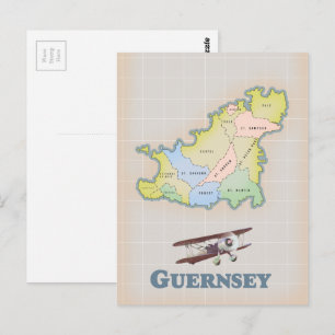 Cartão Postal Mapa antigo de Guernsey