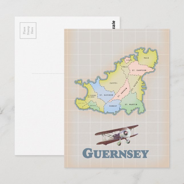 Cartão Postal Mapa antigo de Guernsey (Frente/Verso)