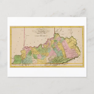 Cartão Postal Mapa antigo de Kentucky em 1815