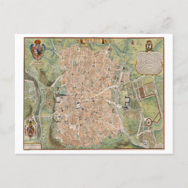 Cartão Postal Mapa antigo de Madrid, Espanha