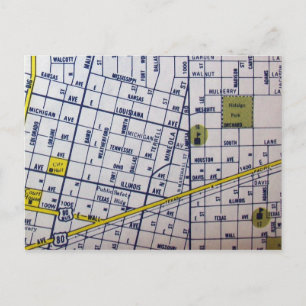 Cartão Postal Mapa Antigo de Midland, TX