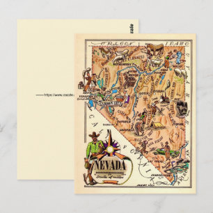 Cartão Postal Mapa Antigo de Nevada