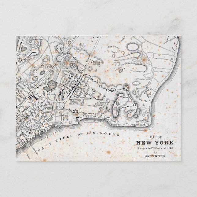 Cartão Postal Mapa antigo de Nova Iorque (Frente)
