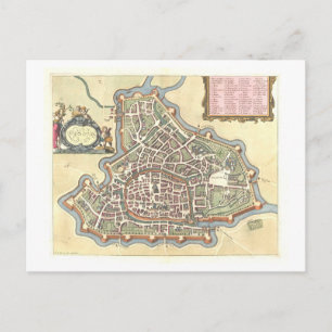 Cartão Postal Mapa Antigo de Pádua, Itália,
