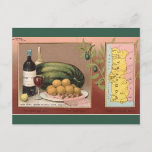 Cartão Postal Mapa Antigo de Portugal