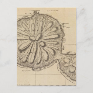 Cartão Postal Mapa Antigo de Tahiti (1773)