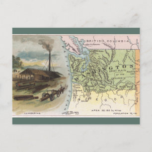 Cartão Postal Mapa Antigo de Washington