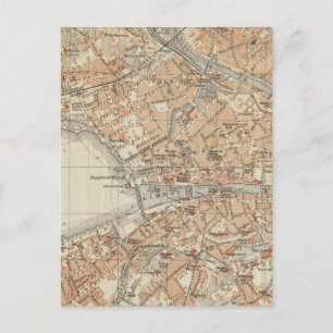 Cartão Postal Mapa Antigo de Zurique Suíça (1913)