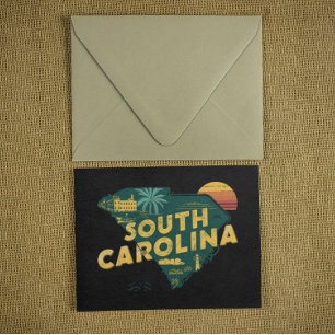 Cartão Postal Mapa Antigo do Estado da Carolina do Sul