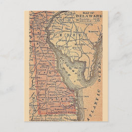 Cartão Postal Mapa Antigo do Estado de Delaware