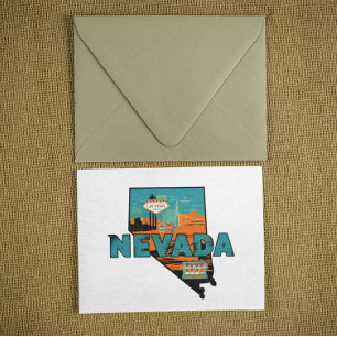 Cartão Postal Mapa Antigo do Estado de Nevada EUA Viagem