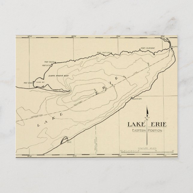 Cartão Postal Mapa Antigo do Lago Erie Nova York (Frente)