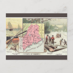 Cartão Postal Mapa Antigo do Maine
