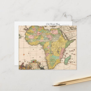 Cartão Postal Mapa Antigo do Mundo da África