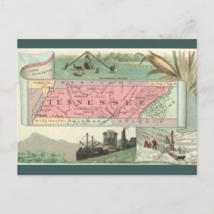 Cartão Postal Mapa Antigo do Tennessee