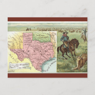 Cartão Postal Mapa Antigo do Texas
