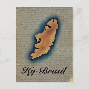 Cartão Postal Mapa Antigo Mitológico Hy-Brazil