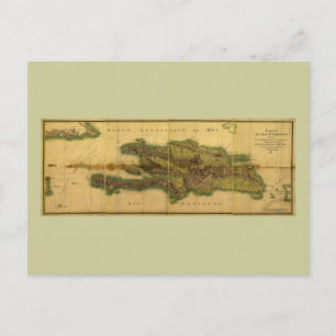 Cartão Postal Mapa Antiquário Clássico 1805 de Hispaniola