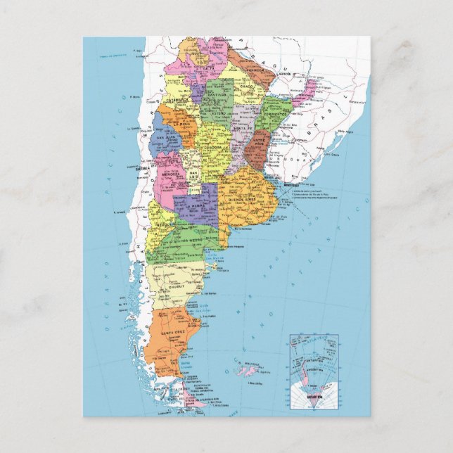 Cartão Postal Mapa argentino (Frente)