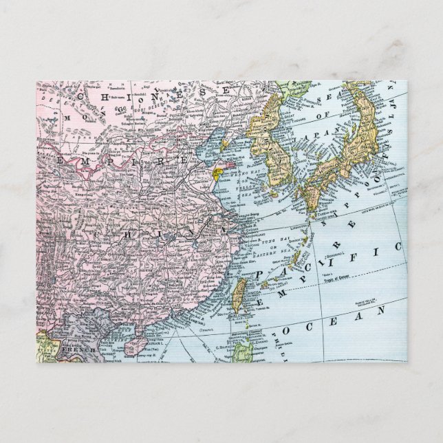 CARTÃO POSTAL MAPA: ÁSIA ORIENTAL, 1907 (Frente)