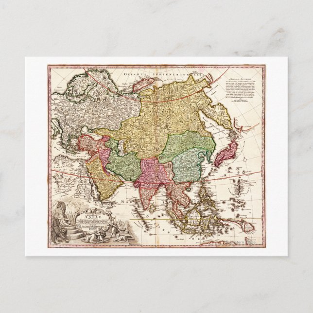 Cartão Postal Mapa AsiáticoPanorâmicoÁsia 6 (Frente)