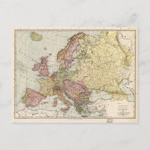 Cartão Postal Mapa Atlas da Europa (1912)
