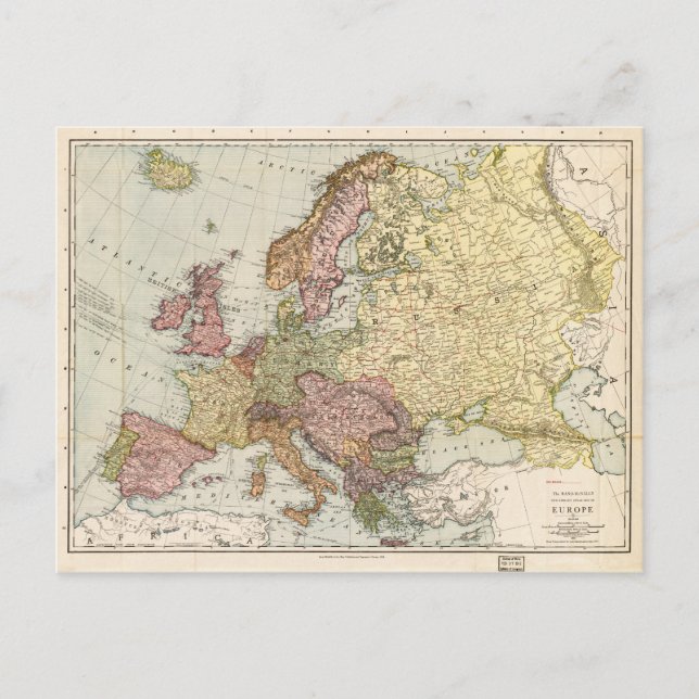 Cartão Postal Mapa Atlas da Europa (1912) (Frente)