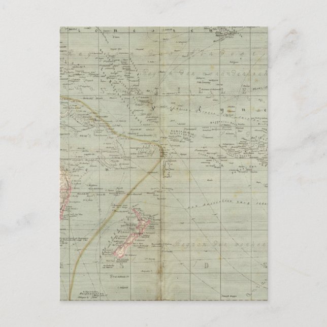 Cartão Postal Mapa Atlas da Oceânia (Frente)