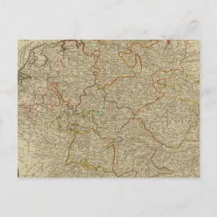 Cartão Postal Mapa atlas de Alemanha mão colorida