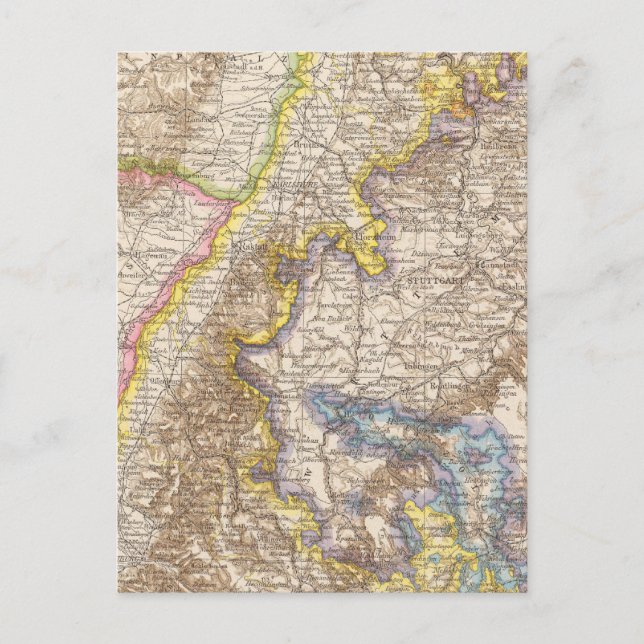 Cartão Postal Mapa Atlas de Baden Alemanha (Frente)