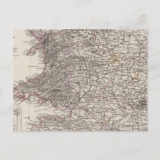 Cartão Postal Mapa Atlas de Inglaterra (Frente)