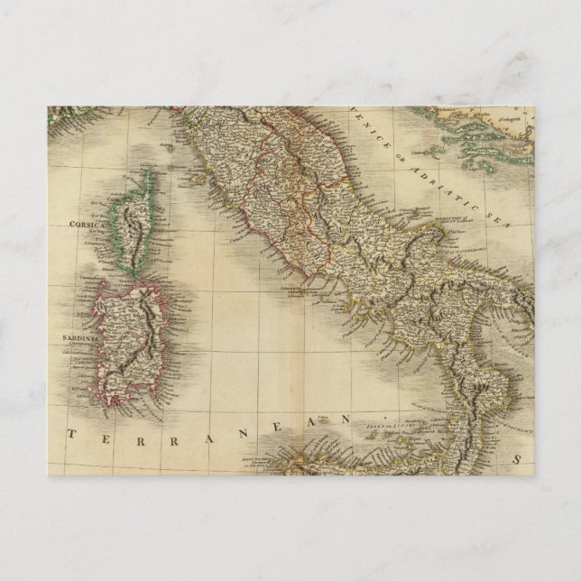 Cartão Postal Mapa Atlas Itália (Frente)