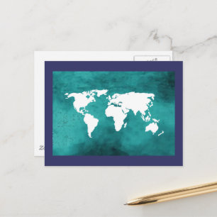 Cartão Postal mapa azul da Terra Turquesa