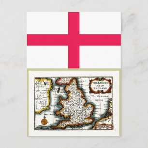 Cartão Postal Mapa/Bandeira do Reino de Inglaterra
