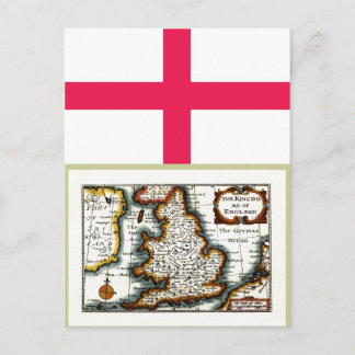 Cartão Postal Mapa/Bandeira do Reino de Inglaterra
