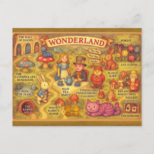 Cartão Postal Mapa Caprichoso das Aventuras de Alice no País das