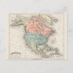 Cartão Postal Mapa cartográfico de Vintage da América do Norte (