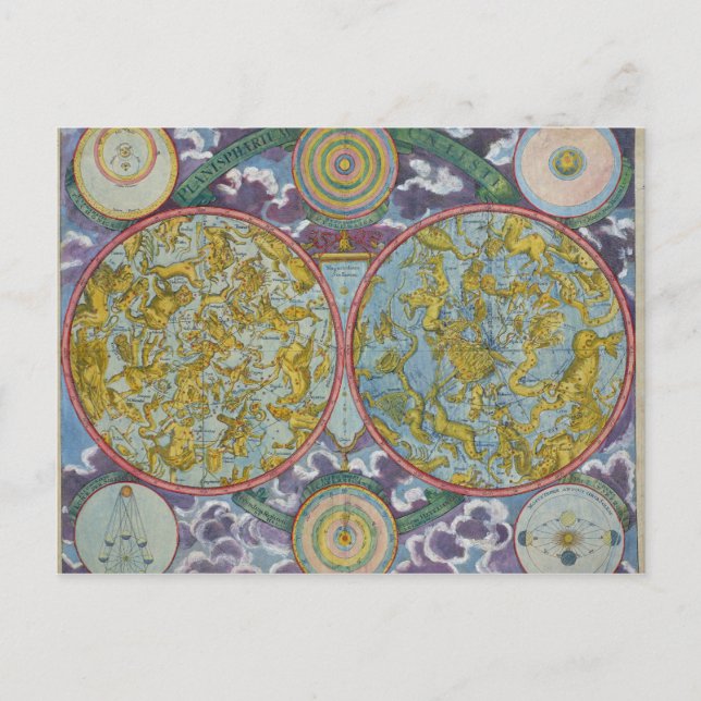 Cartão Postal Mapa Celeste dos Planetas (Frente)