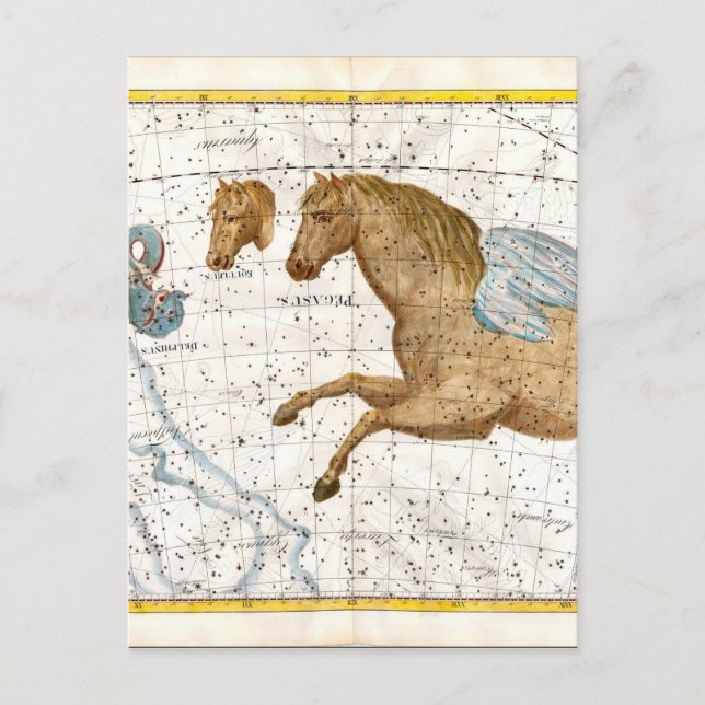 Cartão Postal Mapa Celestial Pegasus (Frente)
