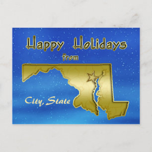 Cartão Postal Mapa Céu Azul Cósmico Personalizado de Maryland