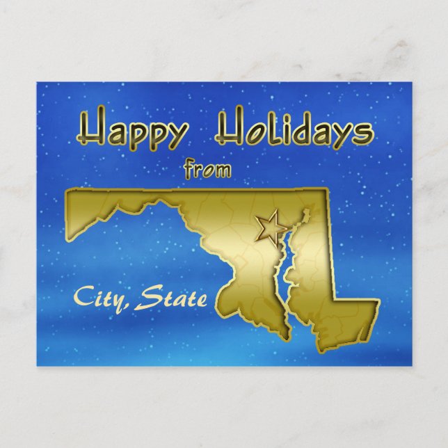 Cartão Postal Mapa Céu Azul Cósmico Personalizado de Maryland (Frente)