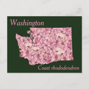 Cartão Postal Mapa Colagem da Flor do Estado de Washington