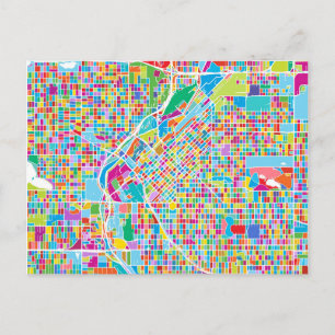 Cartão Postal Mapa Colorido de Denver