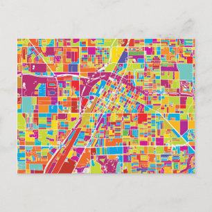 Cartão Postal Mapa Colorido de Las Vegas, Nevada